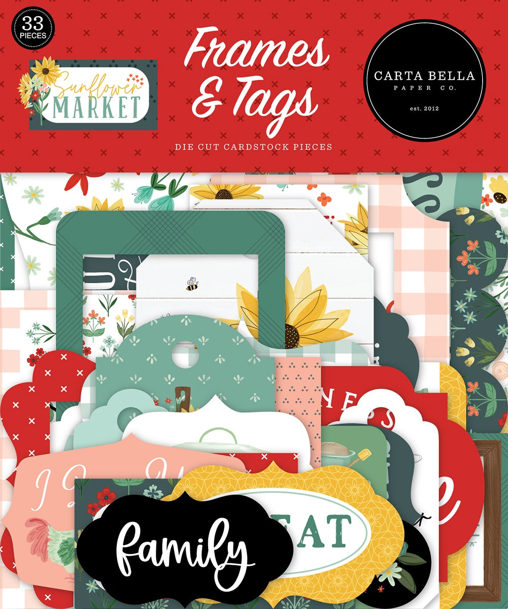 660980MK.jpg CARTA BELLA SUNFLOWER MARKET Frames & Tags 33pc - Image 1
