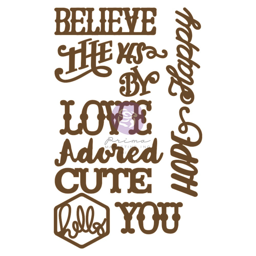 661443PR.jpg Prima LOVED & ADORED Decorative Chipboard 11pc - Image 1