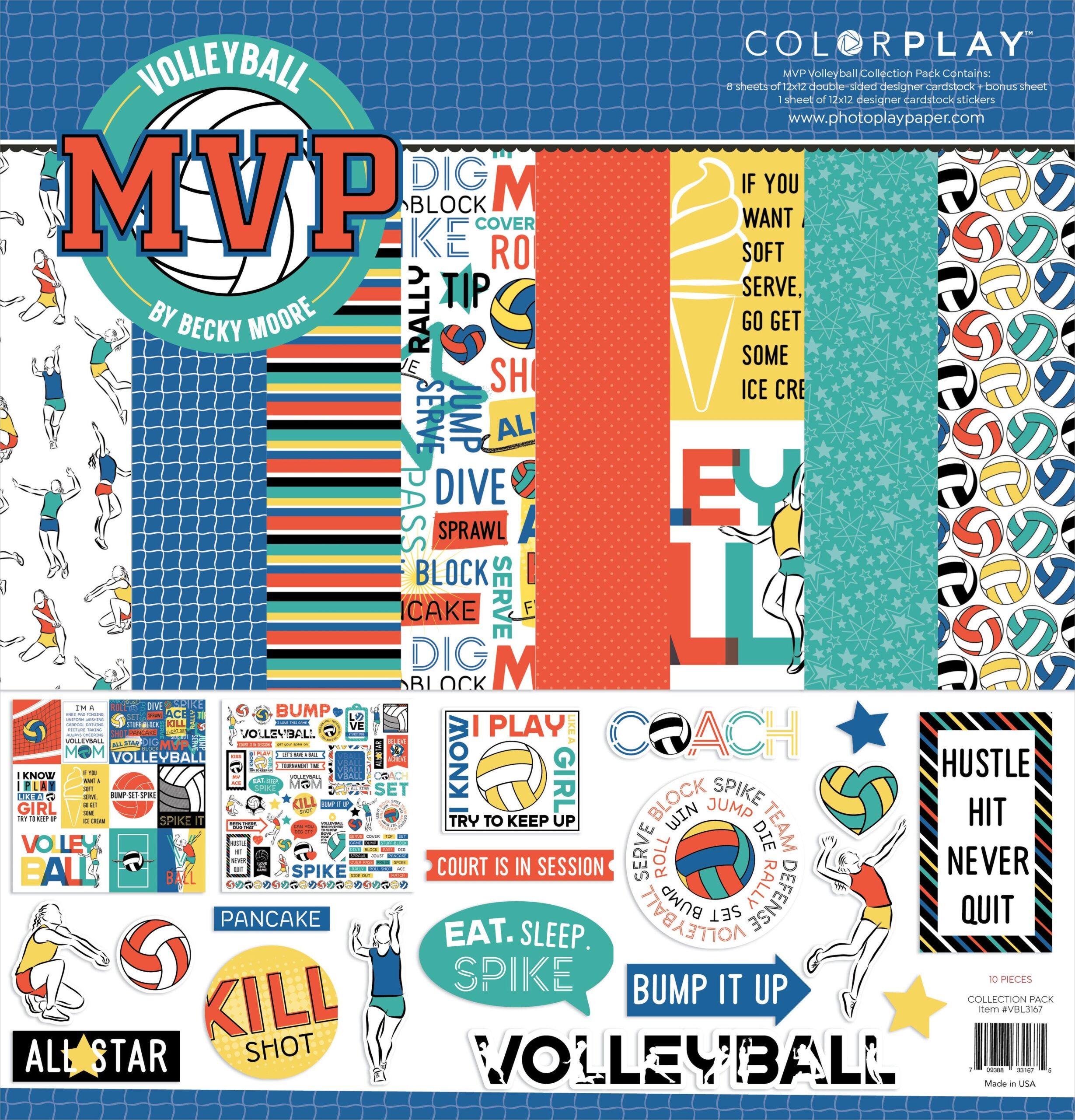 663730MK.jpg Colorplay MVP VOLLEYBALL 12X12 Paper Collection Pack - Image 1