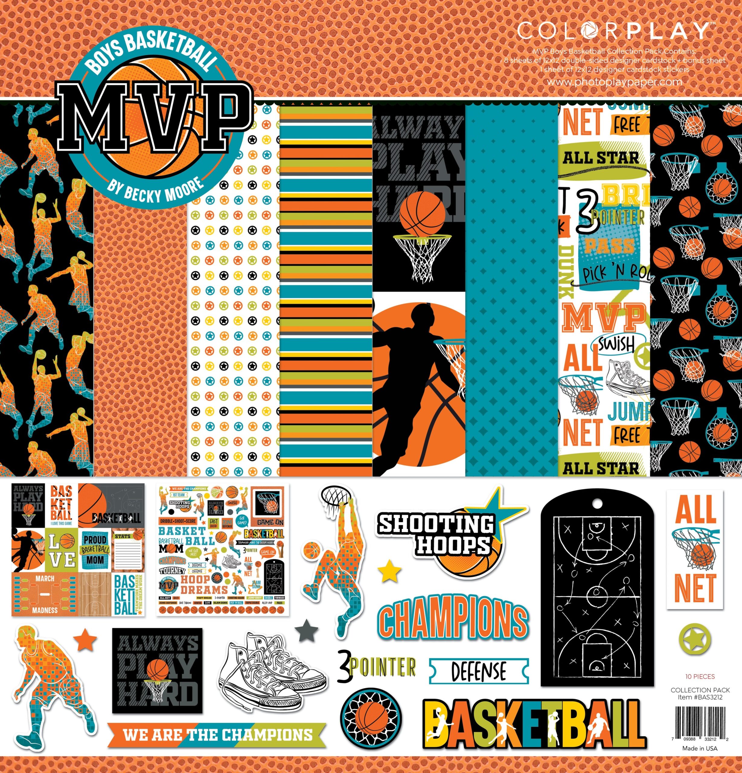666257MK.jpg Colorplay MVP BOYS BASKETBALL 12X12 Paper Collection Pack - Image 1