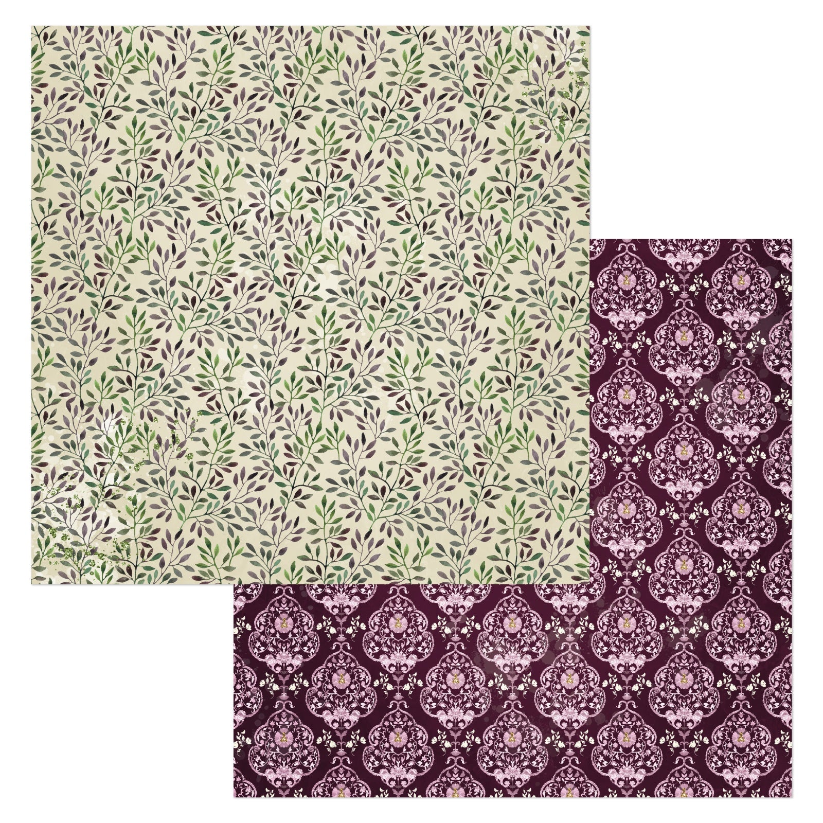 669722PR.jpg Bo Bunny Willow & Sage BRANCHES 12"X12" Scrapbook Paper - Image 1