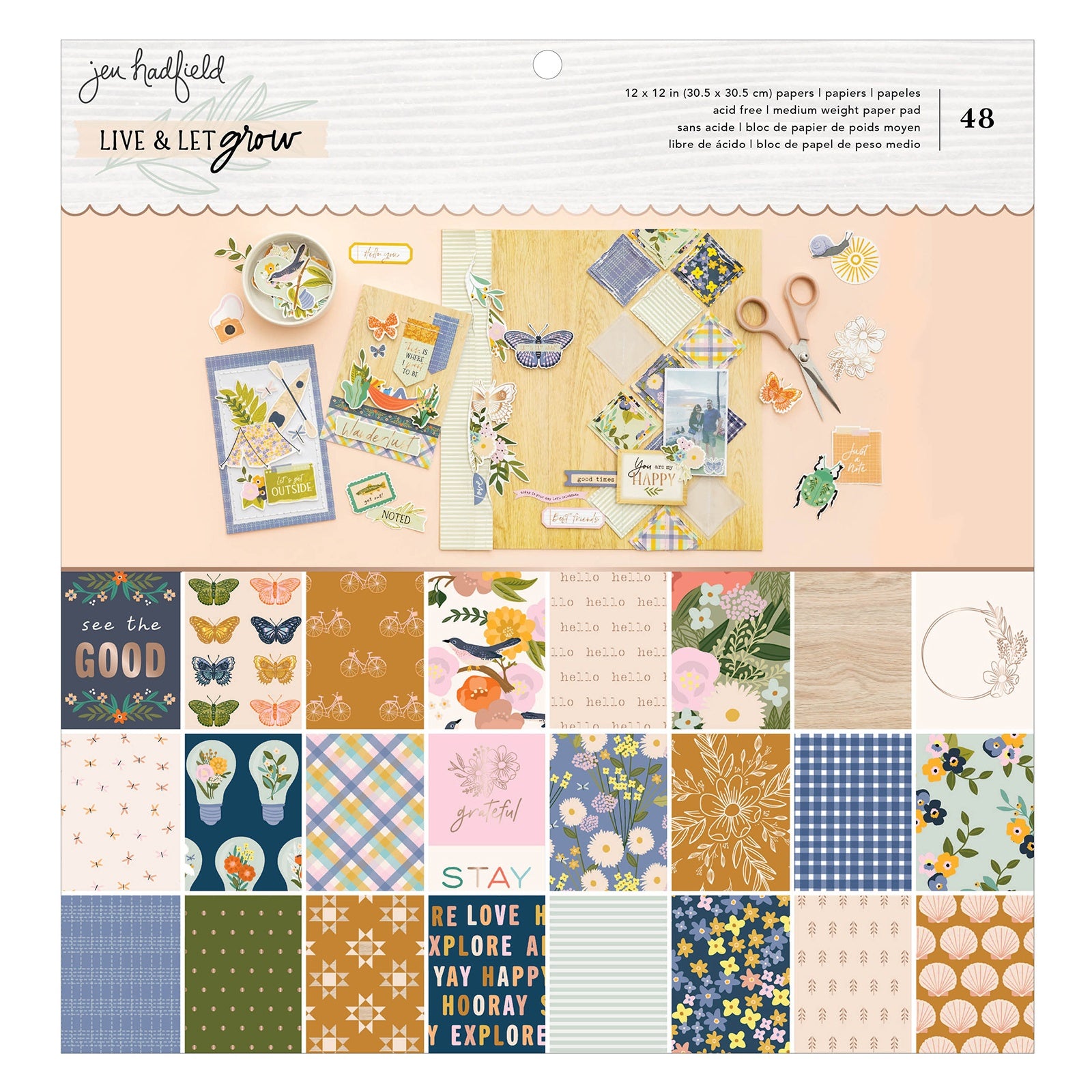 669917MK.jpg Jen Hadfield LIVE & LET GROW 12"X12" Paper Pad 48pc - Image 1