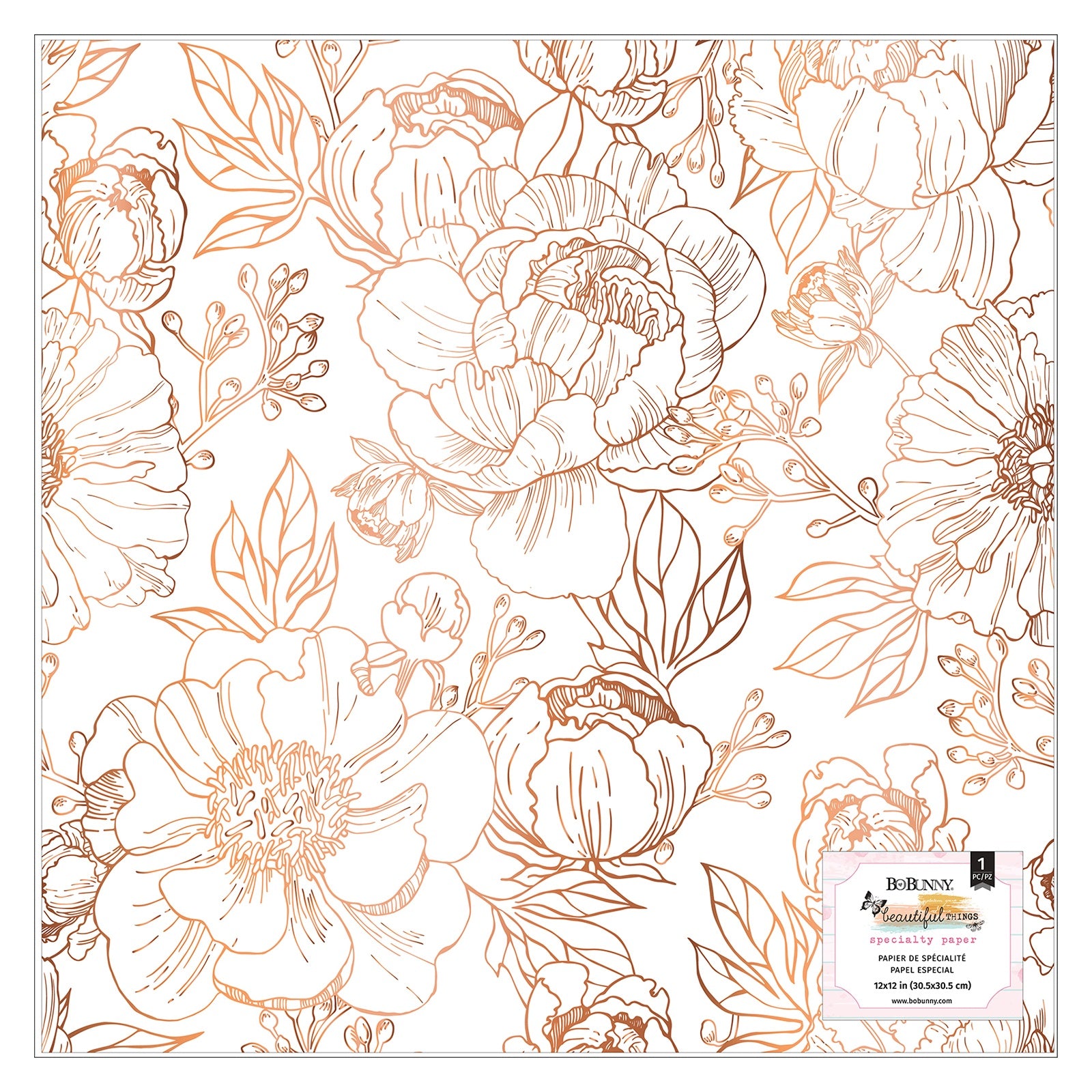 669992MK.jpg Bo Bunny Beautiful Things SPECIALTY PAPER 12"X12" Scrapbook Gold Foil Vellum - Image 1