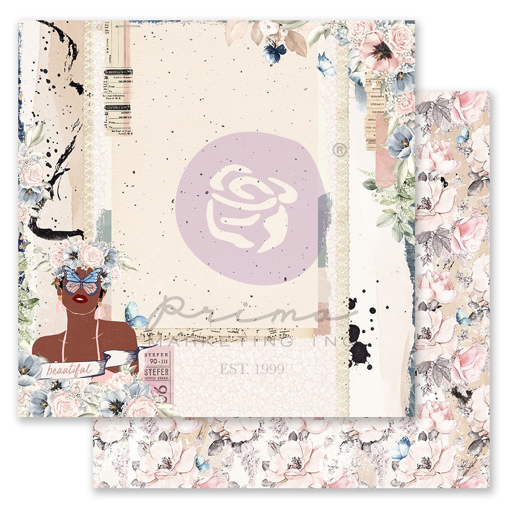 670678PR.jpg Prima Indigo Collection ABSTRACT BEAUTY 12"X12" Scrapbook Paper - Image 1