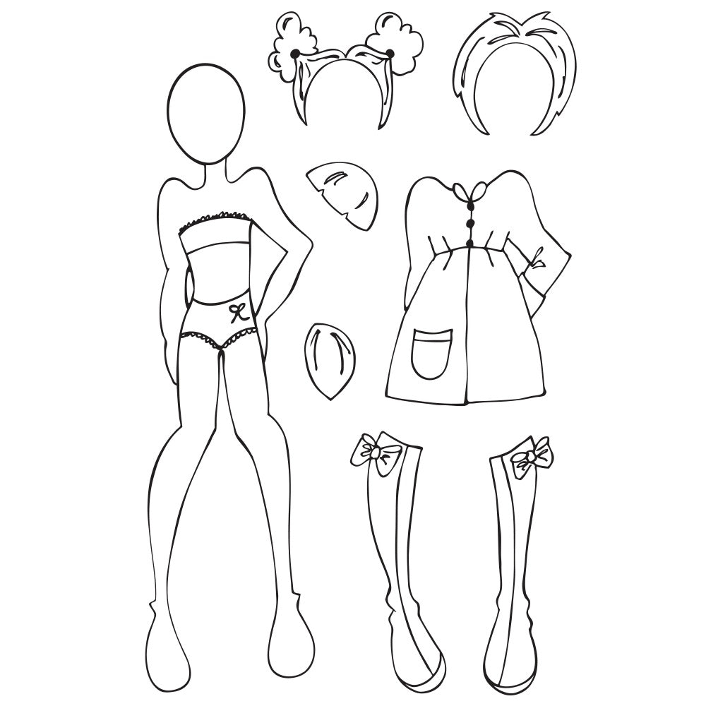 670758LA.jpg Prima JULIE NUTTING GRACIE DOLL Cling Mount Rubber Stamp 8pc - Image 1