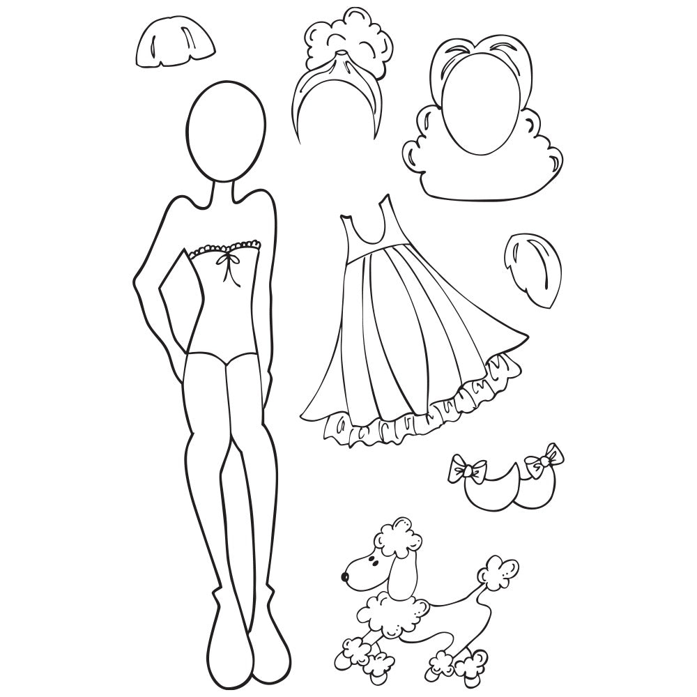 670759LA.jpg Prima JULIE NUTTING HALIE DOLL Cling Mount Rubber Stamp 8pc - Image 1