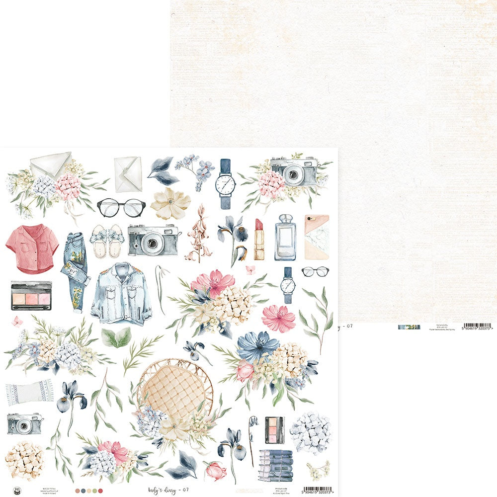 674891PR.jpg P13 LADY’S DIARY 07 12"X12" Cutapart Scrapbook Paper - Image 1