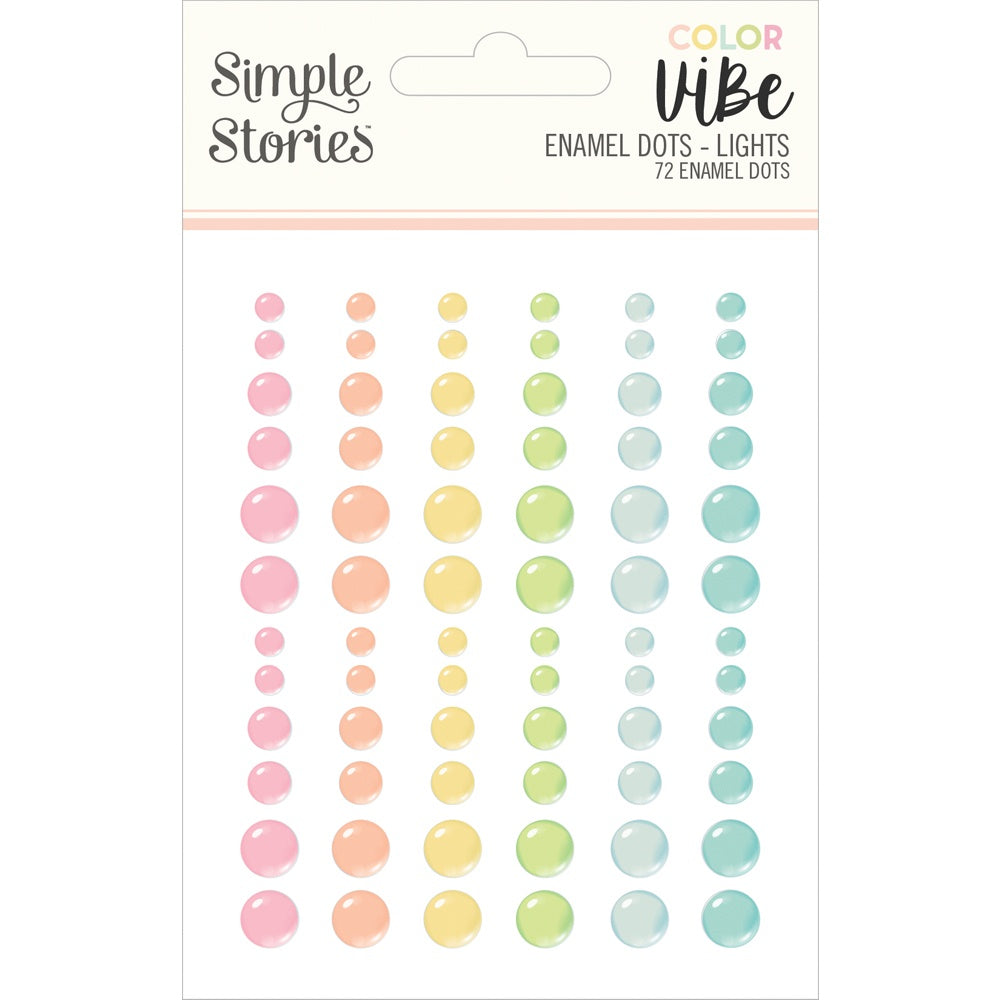 679566PK.jpg Simple Stories Color Vibe LIGHTS Enamel Dots 72pc - Image 1