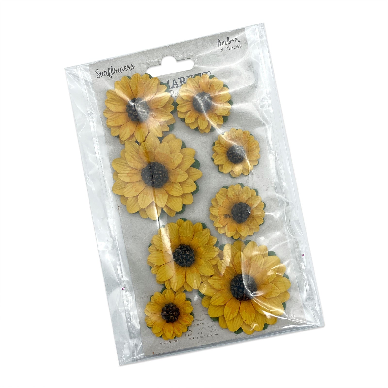681589PK.jpg 49 and Market SUNFLOWERS AMBER Handmade Paper Flowers 8pc - Image 1