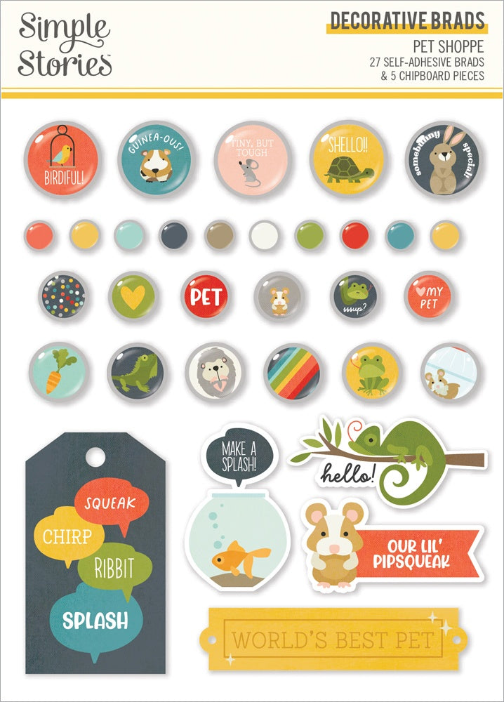 682482PK.jpg Simple Stories PET SHOPPE Decorative Brads - Image 1