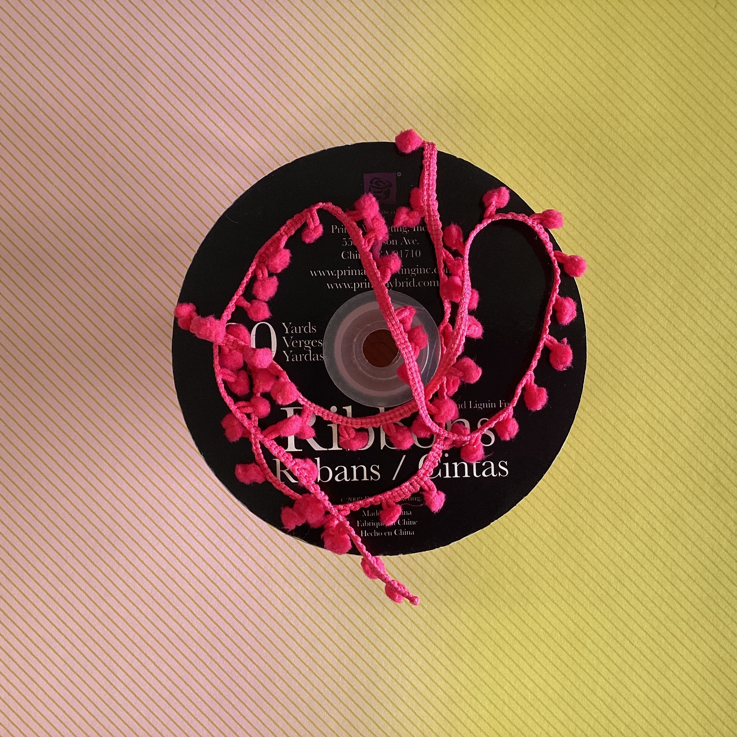 68357F18-500F-4ACB-8011-F8DEF895C33D.jpg Prima POM POM PINK Ball Trim Ribbon - Image 1