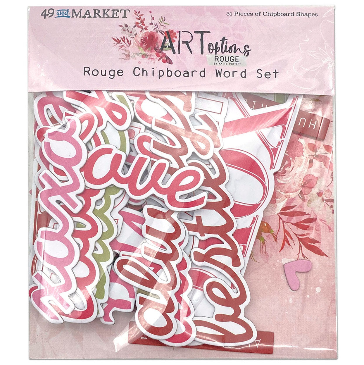 683594PK.jpg 49 and Market ArtOptions ROUGE CHIPBOARD WORD SET 51pc - Image 1