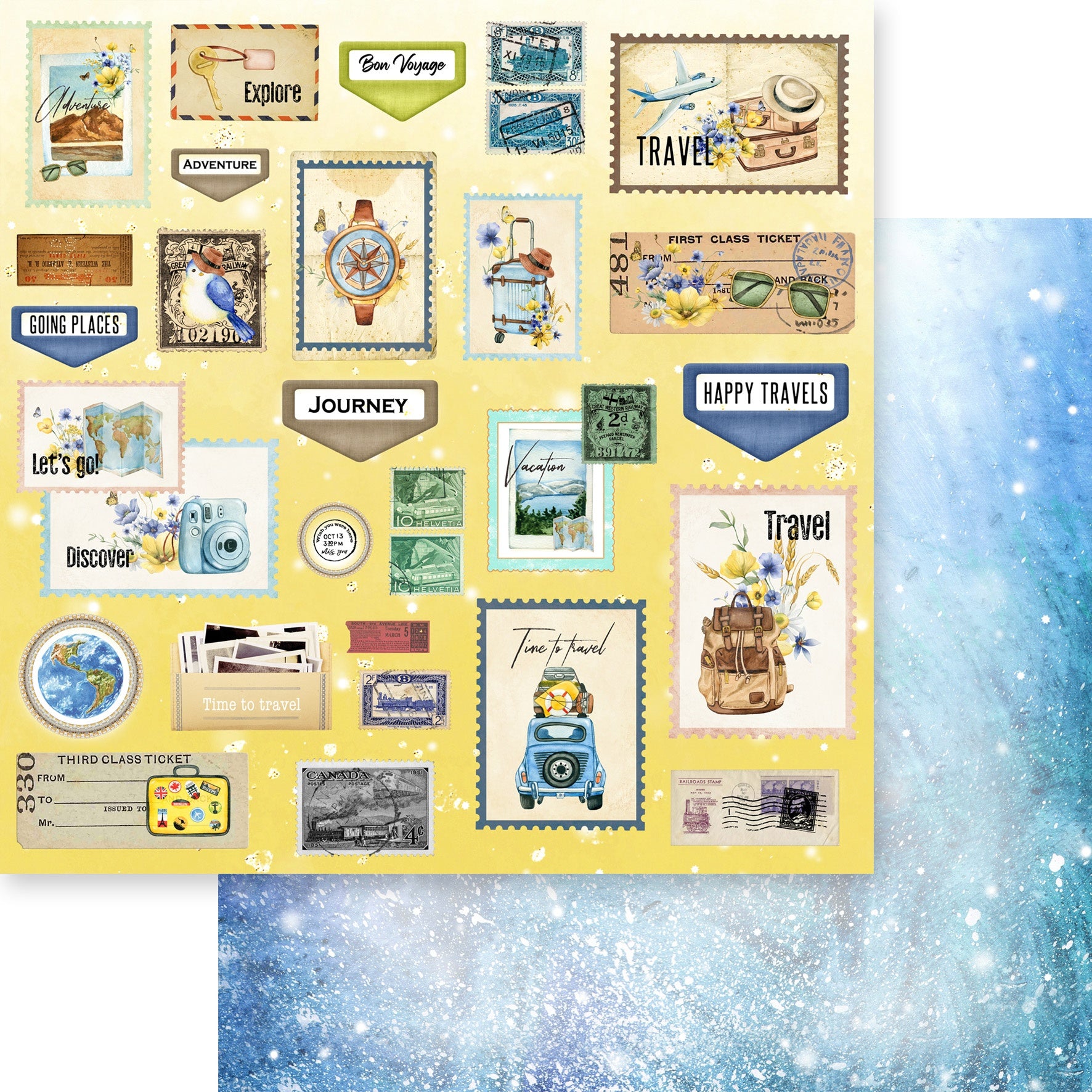 687521PR.jpg Memory Place BON VOYAGE 01 12X12 Scrapbook Paper - Image 1