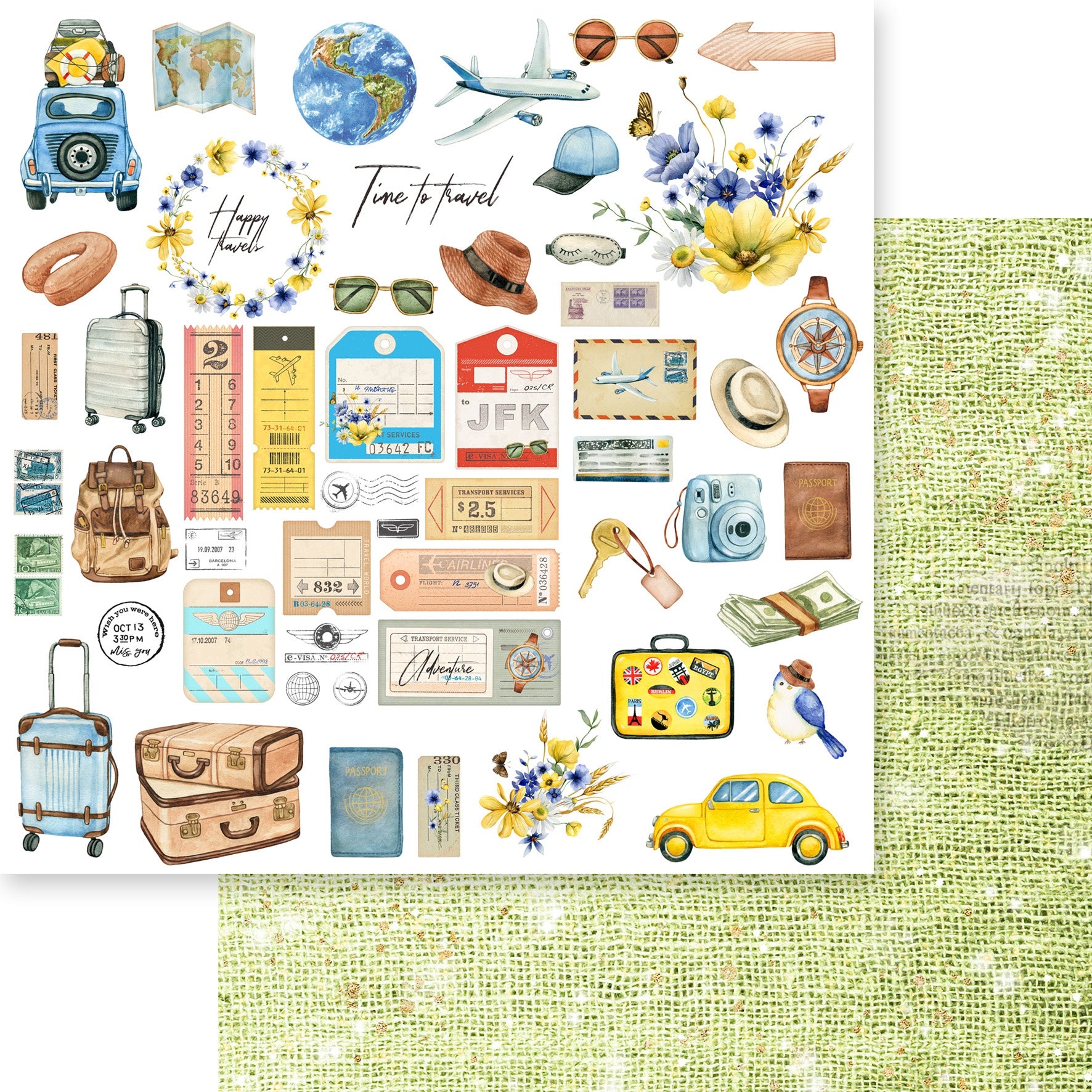 687526PR.jpg Memory Place Bon Voyage GOING PLACES 06 12X12 Scrapbook Paper - Image 1