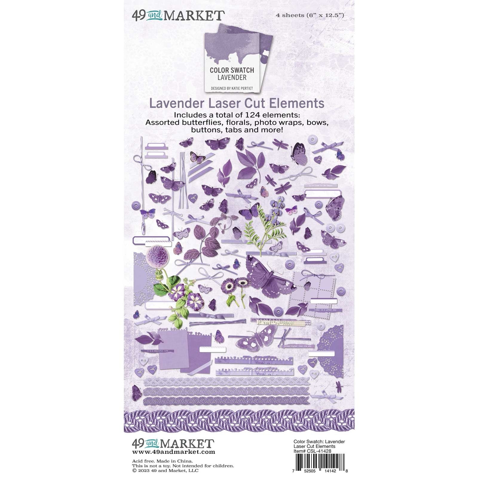 687666PK.jpg 49 and Market Color Swatch LAVENDER LASER CUT ELEMENTS 124pc - Image 1