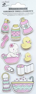 Little Birdie BATHTIME BABY Handmade Embellishments 11p - Image 3