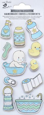 Little Birdie BATHTIME BABY Handmade Embellishments 11p - Image 2