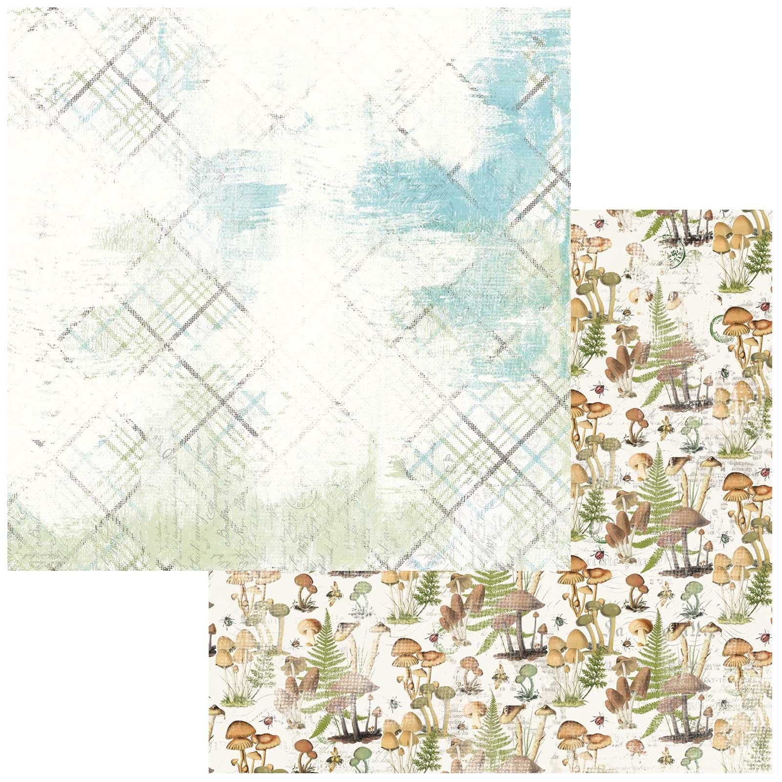 689585PR.jpg 49 and Market Vintage Artistry Nature Study TATTERED WRITINGS 12"X12" Scrapbook Paper - Image 1