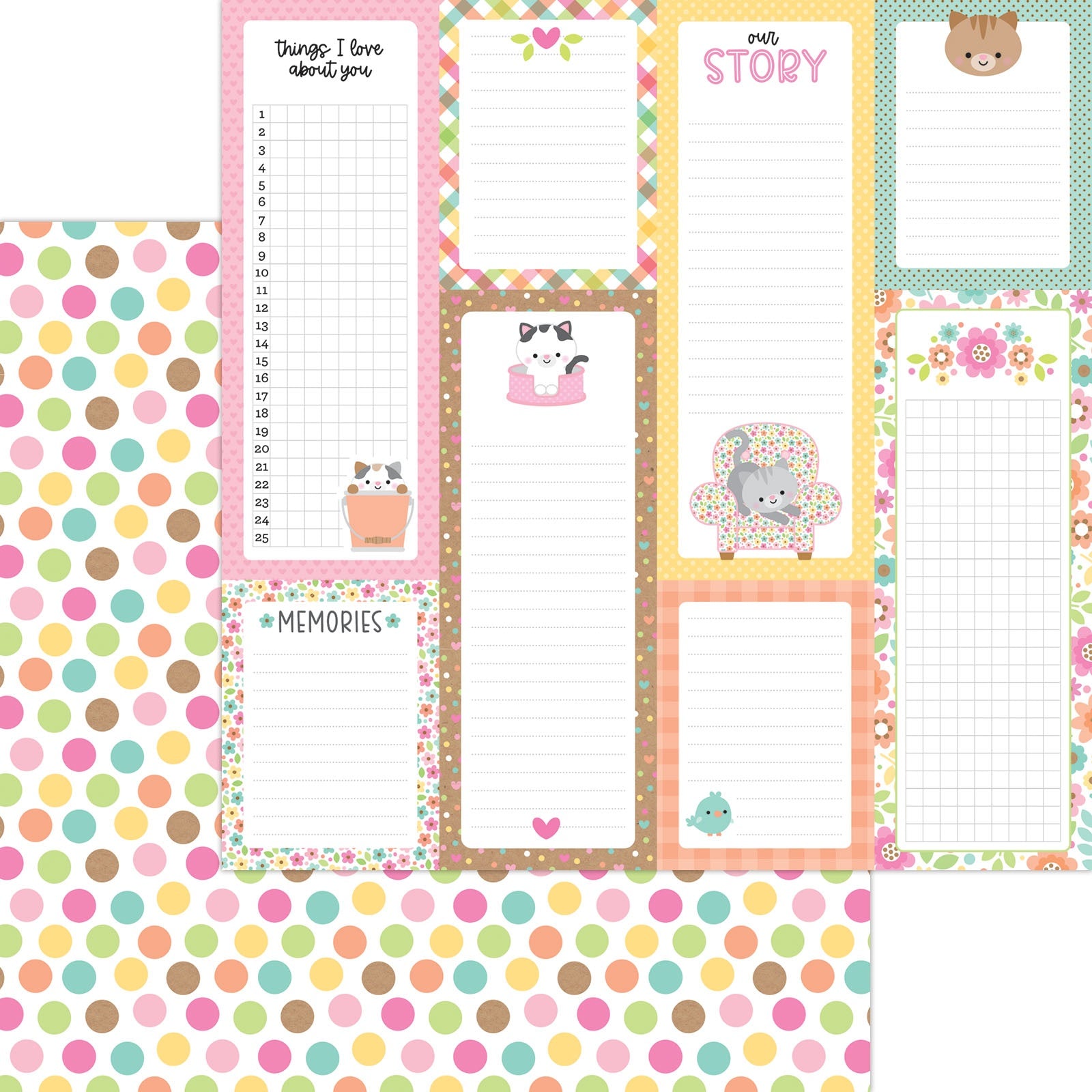 689979PR.jpg Doodlebug PRETTY KITTY HAVING A BALL 12"X12" Cardstock Paper - Image 1