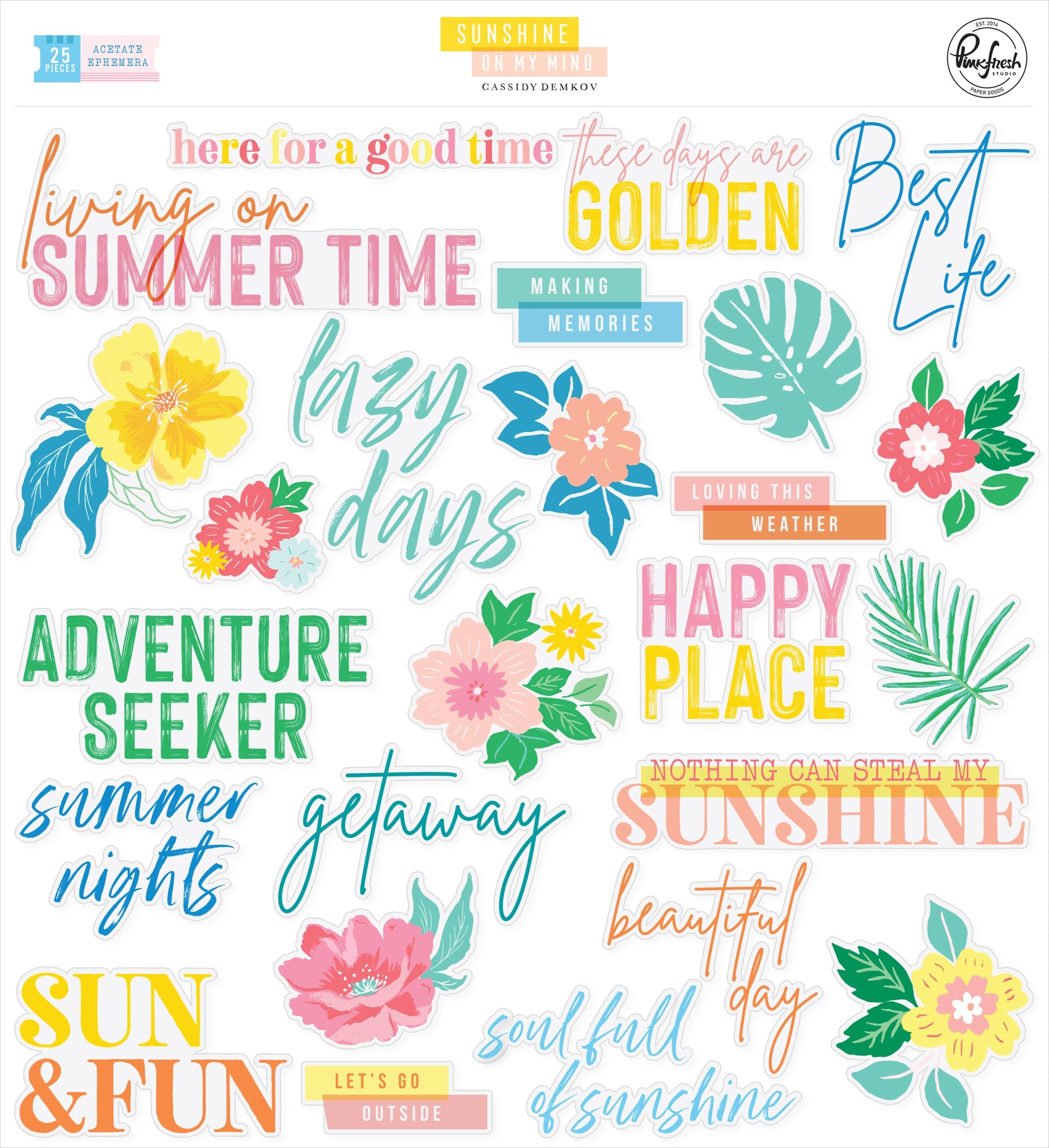 691566PK.jpg Pinkfresh Studio Sunshine On My Mind ACETATE EPHEMERA 25pc Titles - Image 1