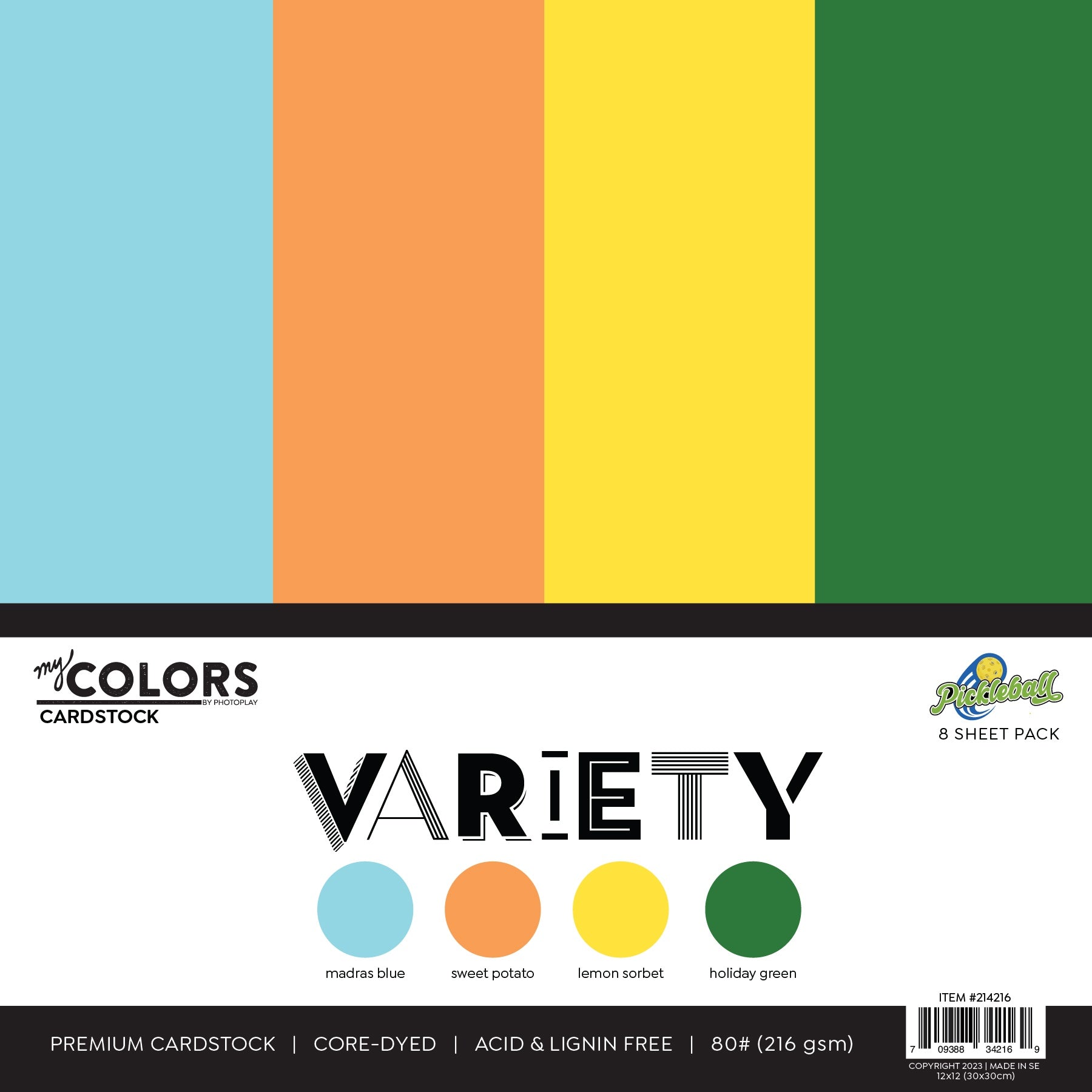 691710PK.jpg Photoplay My Colors PICKLEBALL VARIETY 80lb Cardstock Paper Pack - Image 1