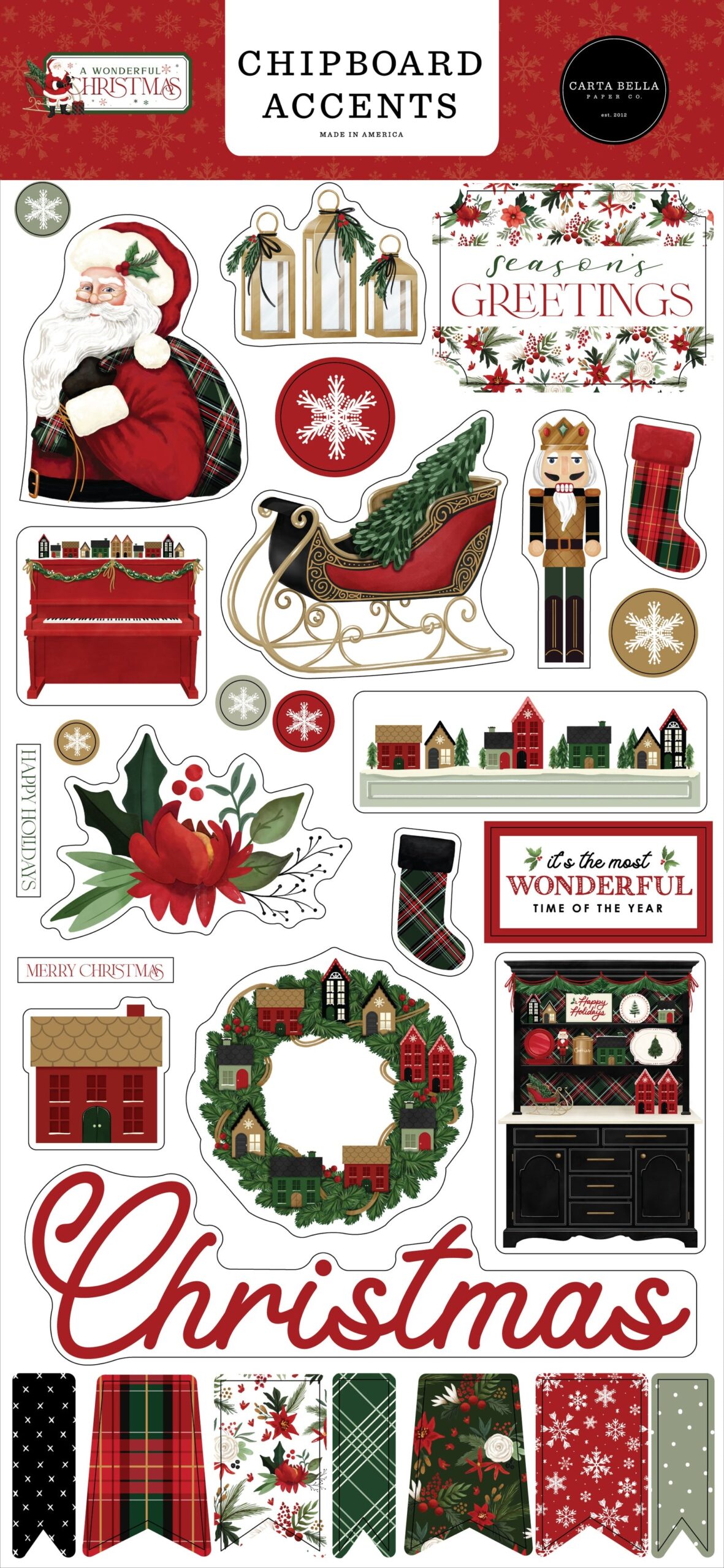 692687PK.jpg Carta Bella A WONDERFUL CHRISTMAS Chipboard Accents 30pc - Image 1
