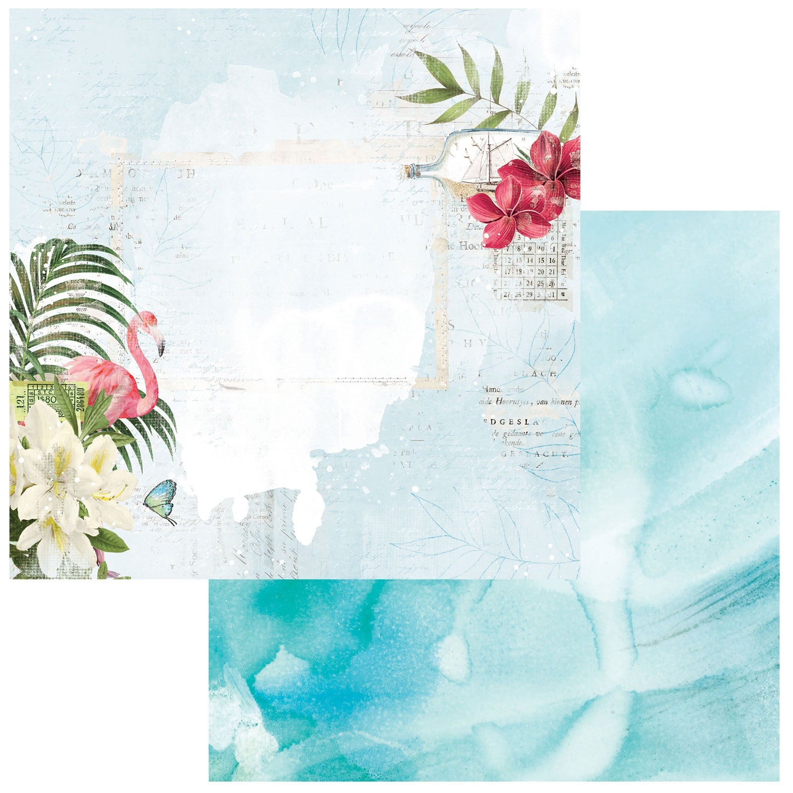 693348PR.jpg 49 and Market Vintage Artistry SUNBURST FLAMINGO TERRACE 12"X12" Scrapbook Paper - Image 1