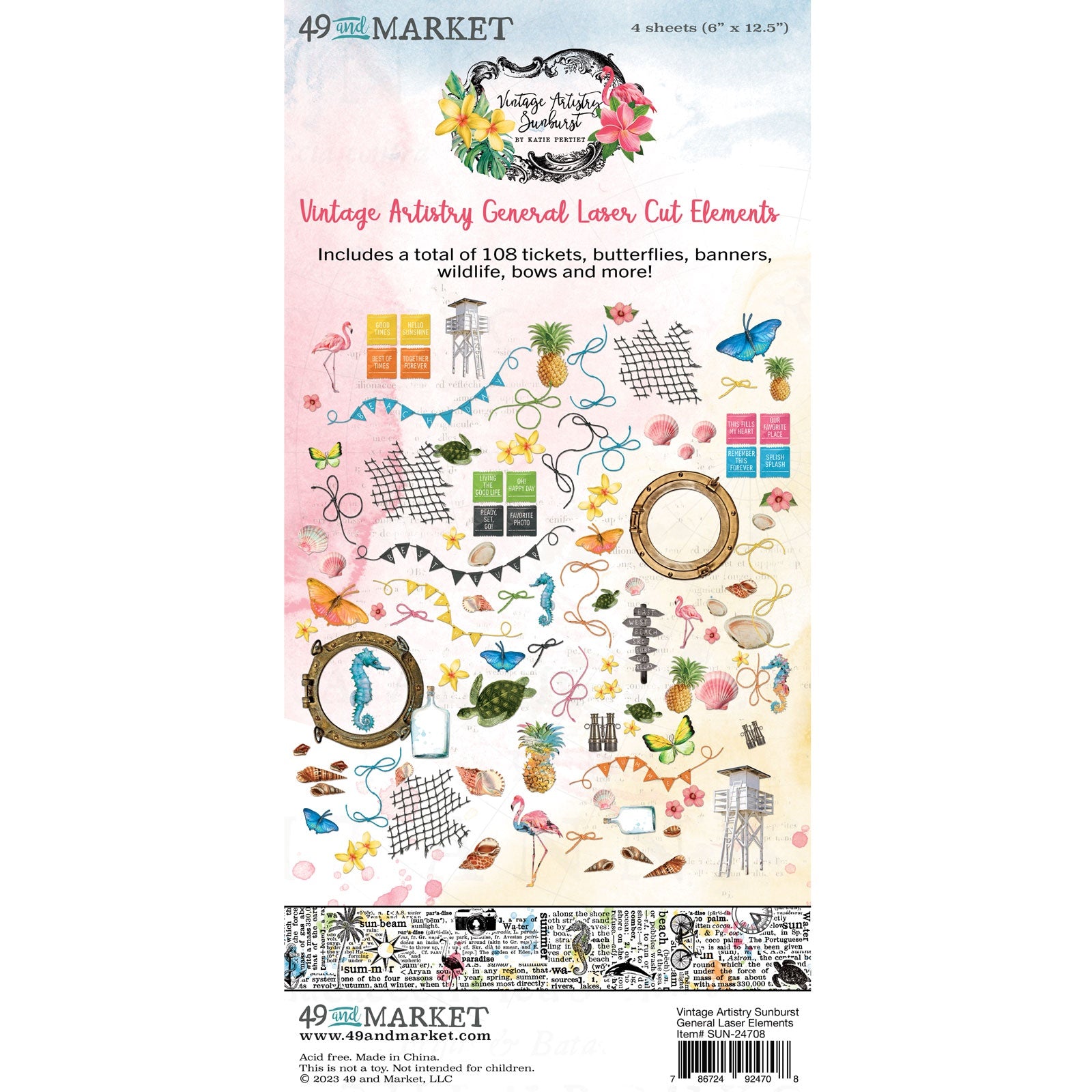 693362PK.jpg 49 and Market Vintage Artistry SUNBURST GENERAL LASER CUT ELEMENTS 108pc - Image 1