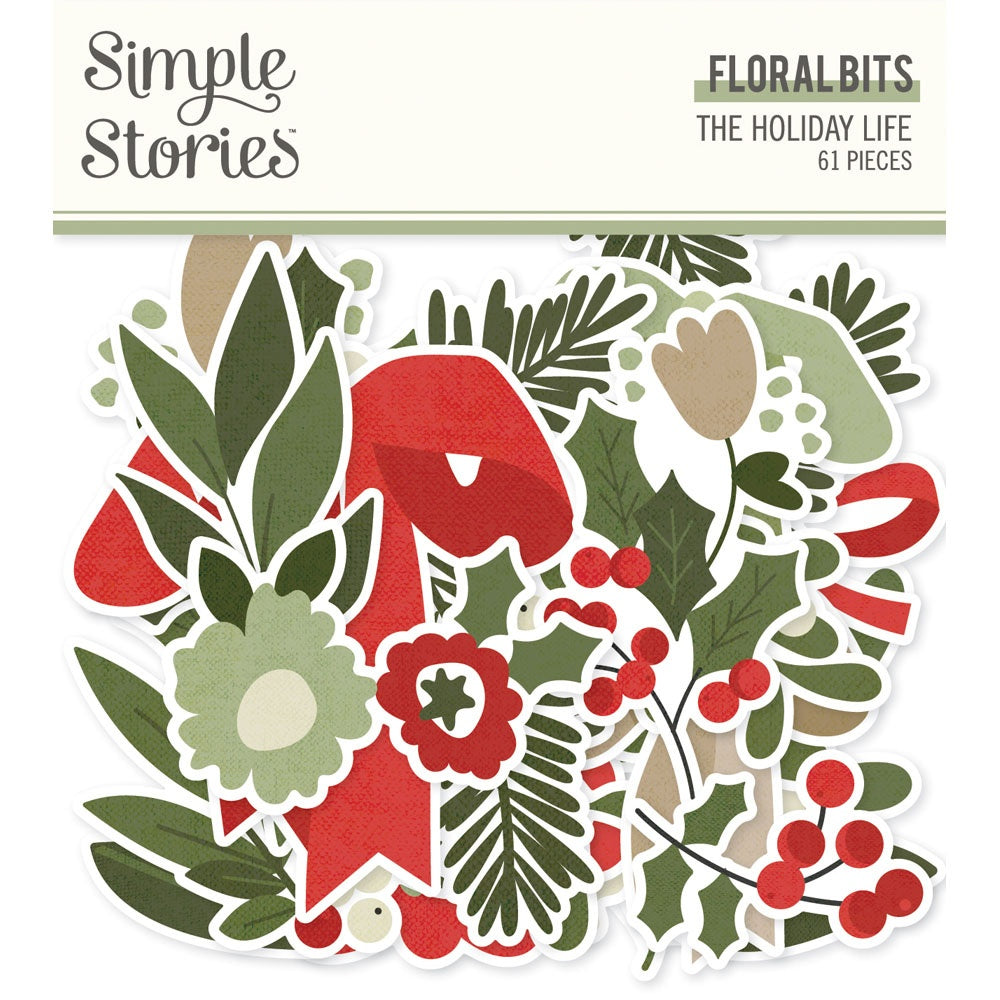 693416PK.jpg Simple Stories THE HOLIDAY LIFE Floral Bits 61pc - Image 1