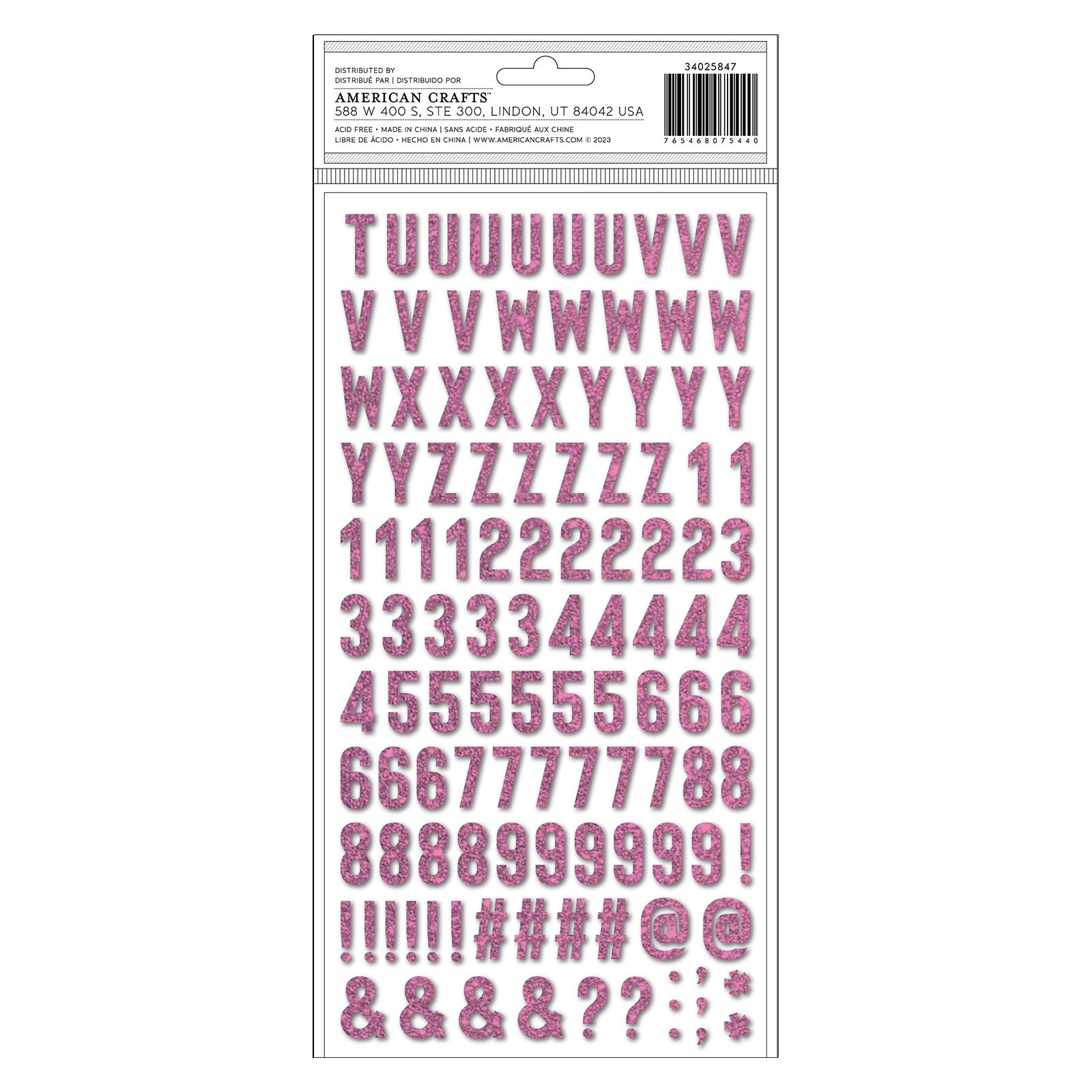 693793BK.jpg American Crafts Thickers LIFE OF THE PARTY Pink Glitter - Image 1