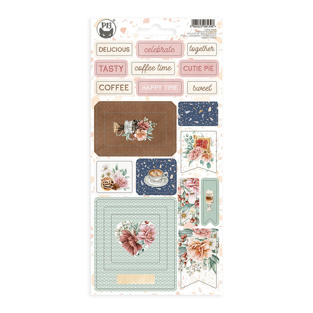693980PK.jpg P13 COFFEE BREAK Chipboard Stickers 01 22pc - Image 1