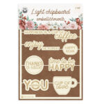 P13 Coffee Break SENTIMENTS Light Chipboard Embellishments Set55