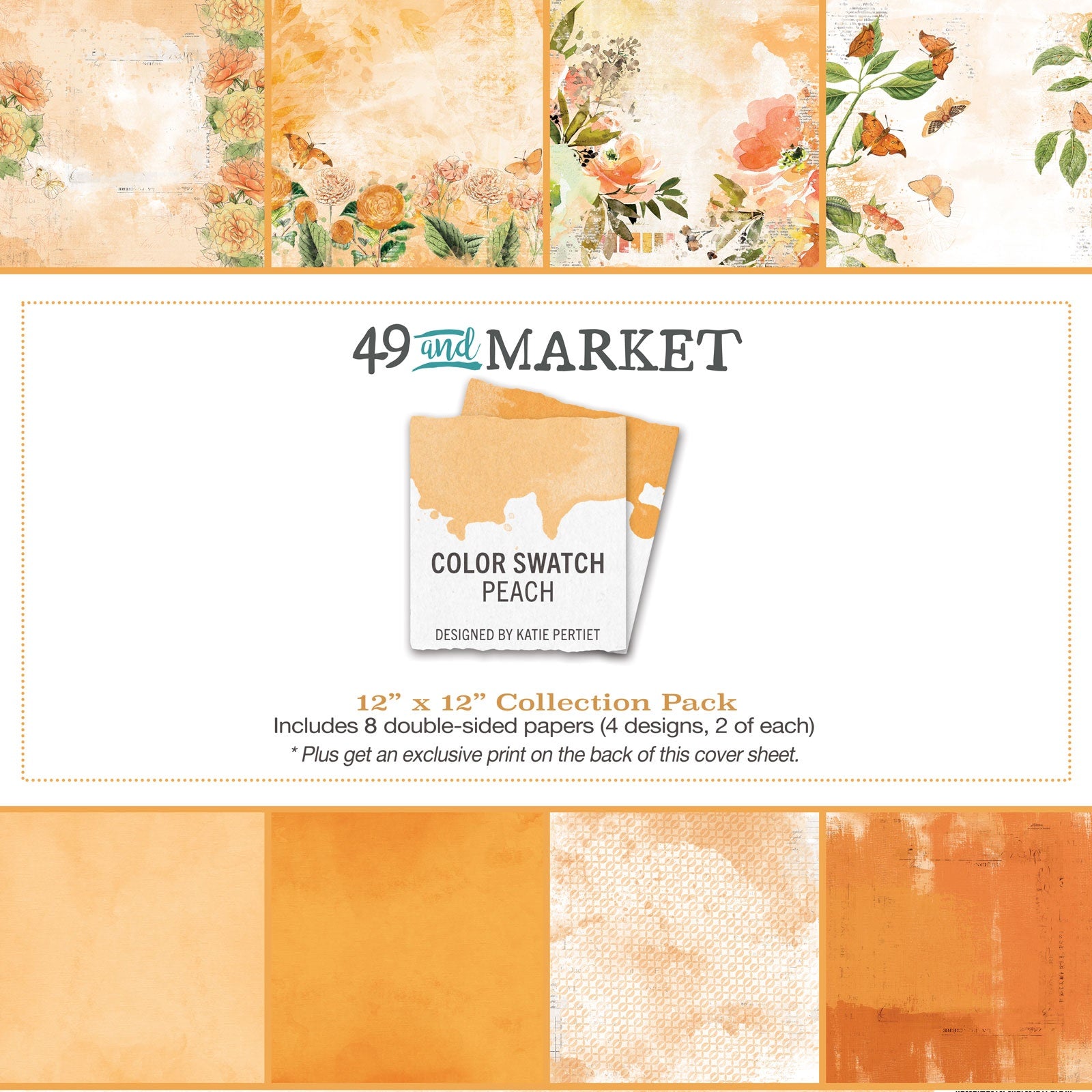 695008PK.jpg 49 and Market Color Swatch PEACH 12x12 SCRAPBOOK COLLECTION Paper Pack - Image 1
