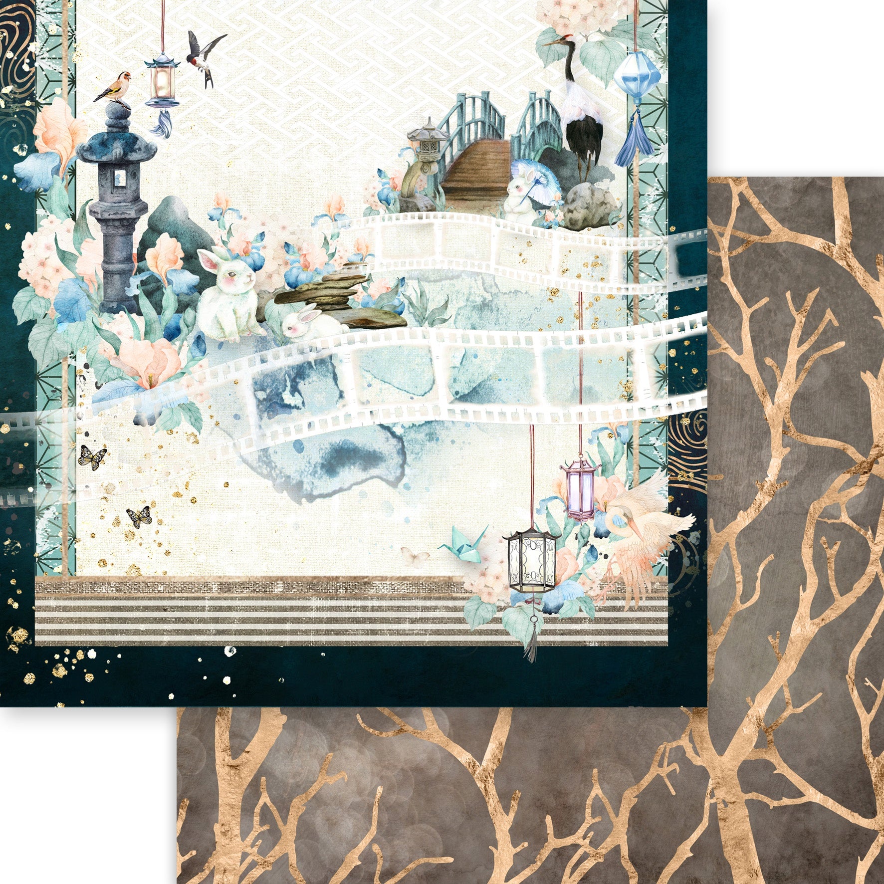695280PR_2f24bdd3-a8fd-42ef-a6b4-0526557a210e.jpg Asuka Studio MOON BUNNY DREAM 01 12X12 Scrapbook Paper - Image 1