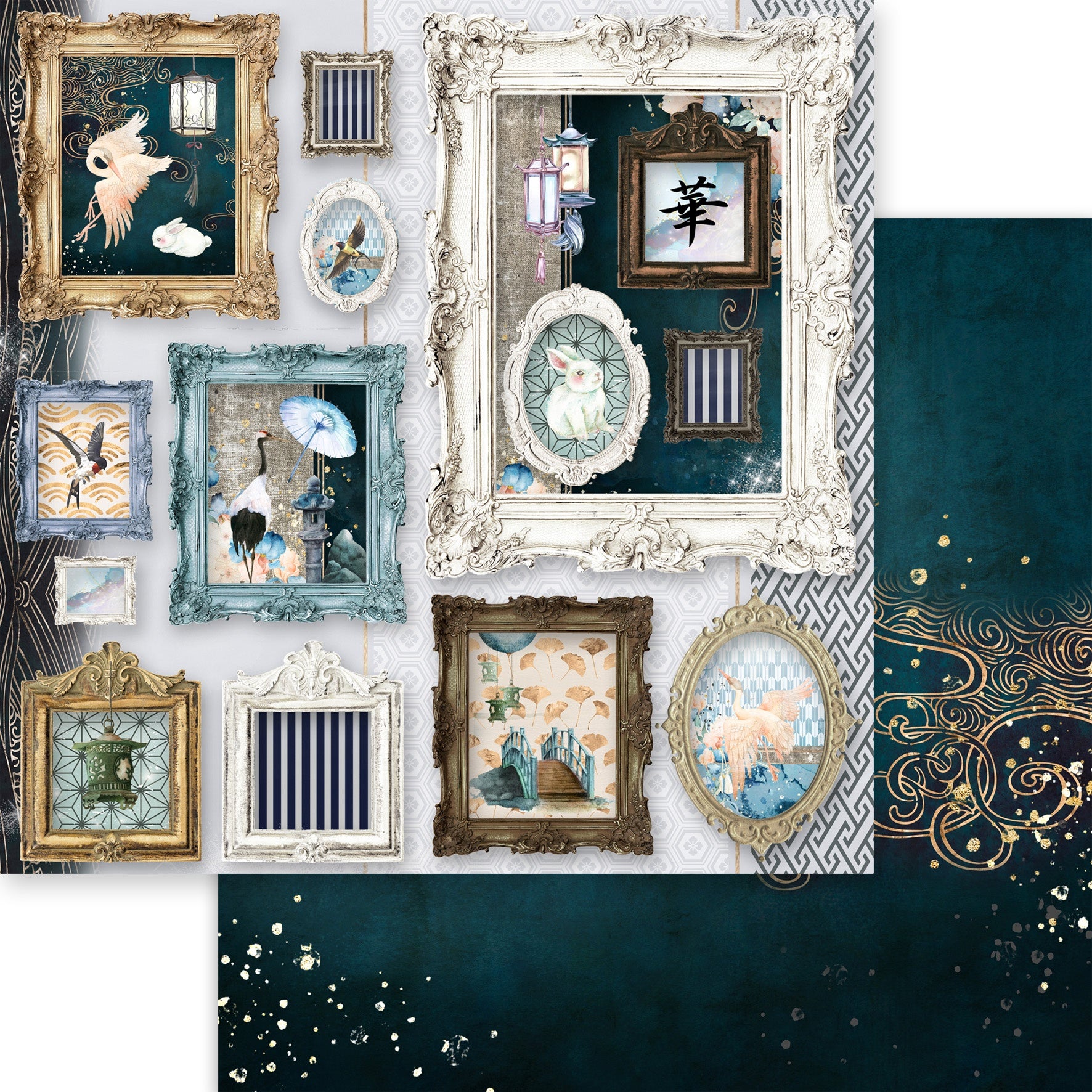 695281PR.jpg Asuka Studio MOON BUNNY DREAM HANA 12X12 Scrapbook Paper - Image 1