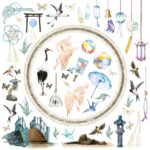 Asuka Studio MOON BUNNY PAPER CRANE 06 12X12 Scrapbook Paper - Image 2