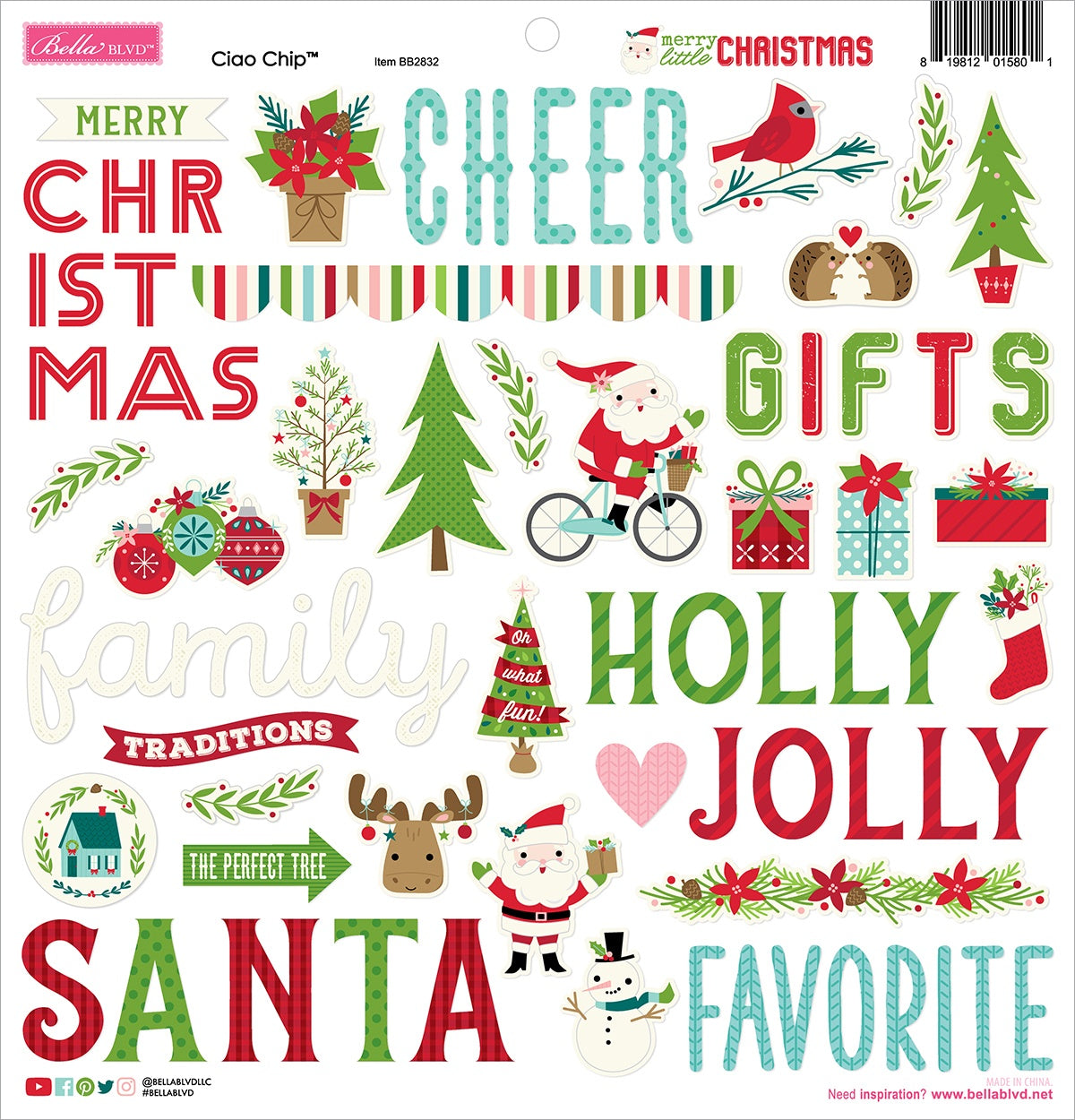 697800PK.jpg Bella Blvd Merry Little Christmas ICONS CIAO CHIP 12"X12" - Image 1