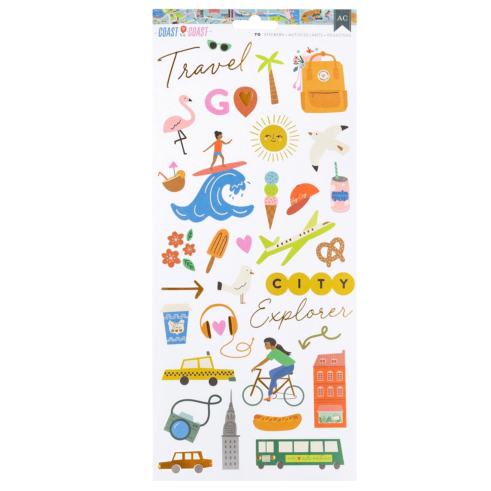 698438PK.jpg American Crafts COAST TO COAST Stickers 70pc - Image 1