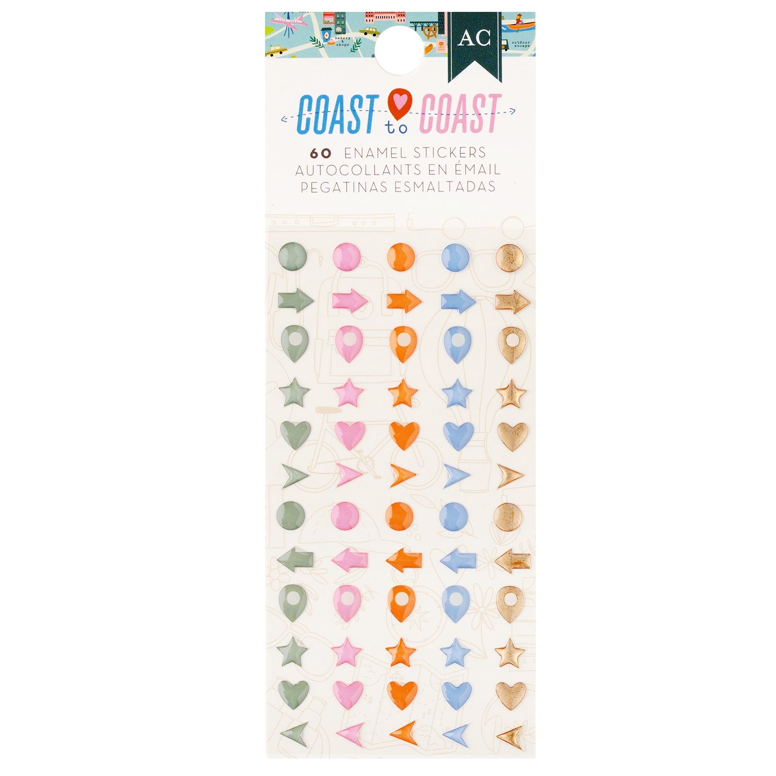 698441PK.jpg American Crafts Coast To Coast ENAMEL STICKERS 60pc - Image 1
