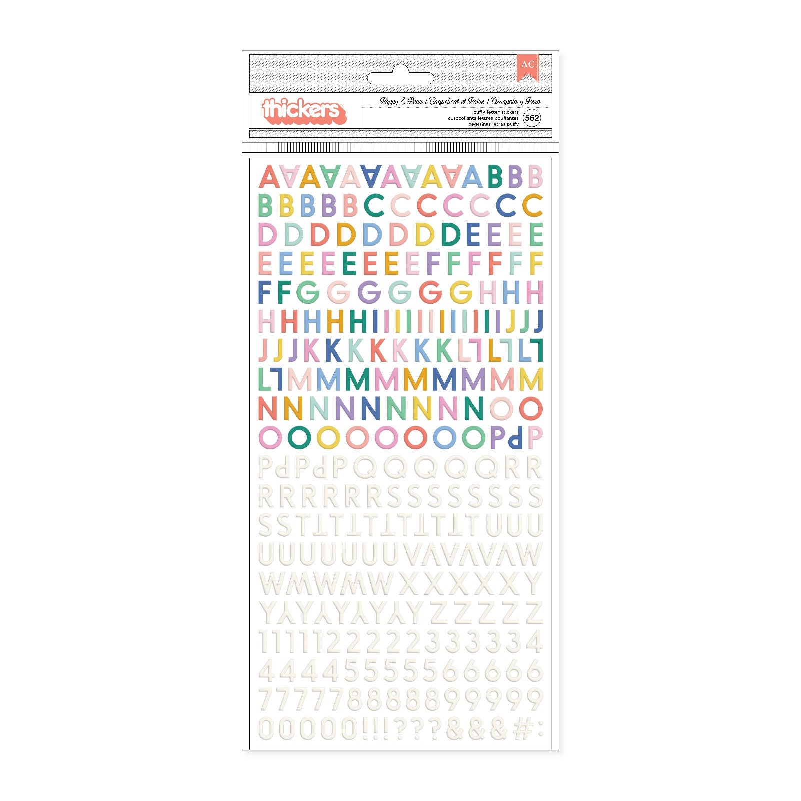 698527PK.jpg Thickers POPPY & PEAR Puffy Letter Stickers - Image 1