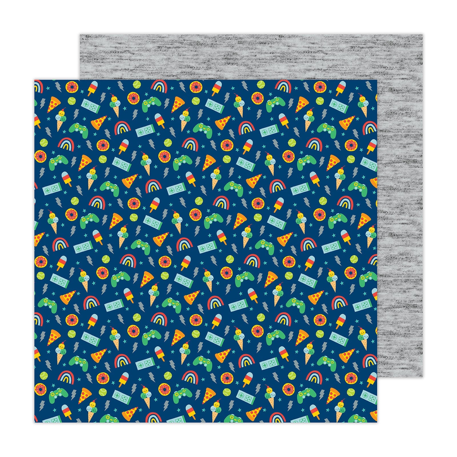 698551PR.jpg Pebbles Cool Boy FUN AND GAMES 12"X12" Scrapbook Paper - Image 1