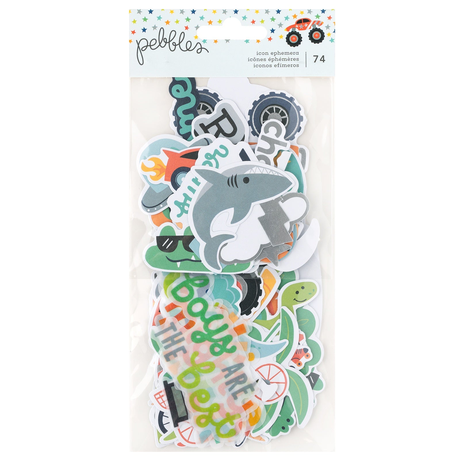 698570PK.jpg Pebbles Cool Boy ICON EPHEMERA DieCuts 74pc - Image 1