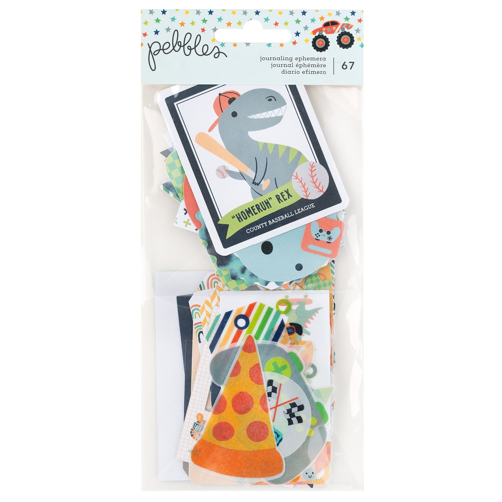 698571PK.jpg Pebbles Cool Boy JOURNALING EPHEMERA DieCuts 67pc - Image 1