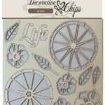 Stamperia Decorative Chips BLUE LAND LIFE WHEEL Chipboard 11pc