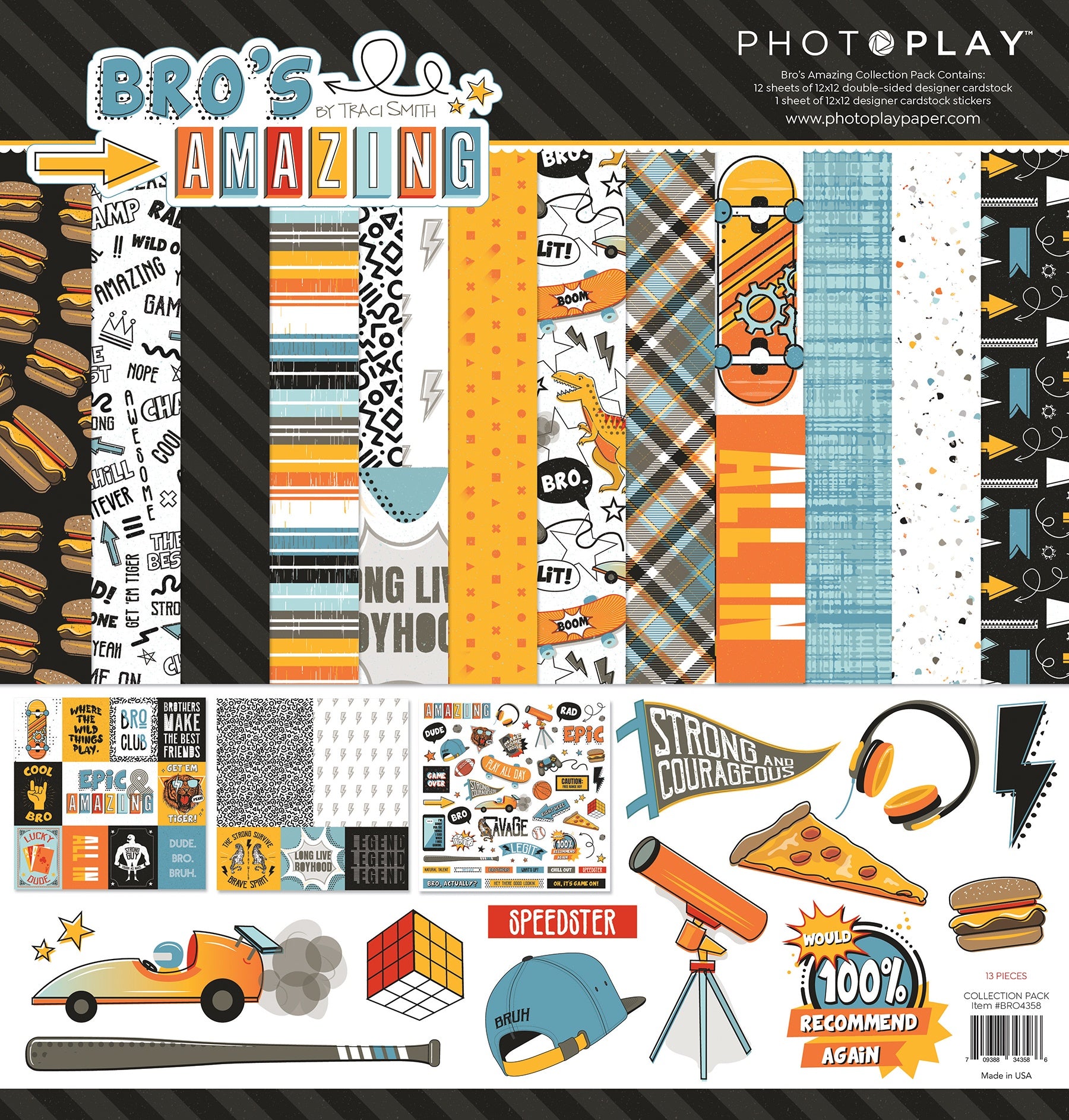 699626PK.jpg Photoplay BRO’S AMAZING 12X12 Scrapbook Collection Pack - Image 1