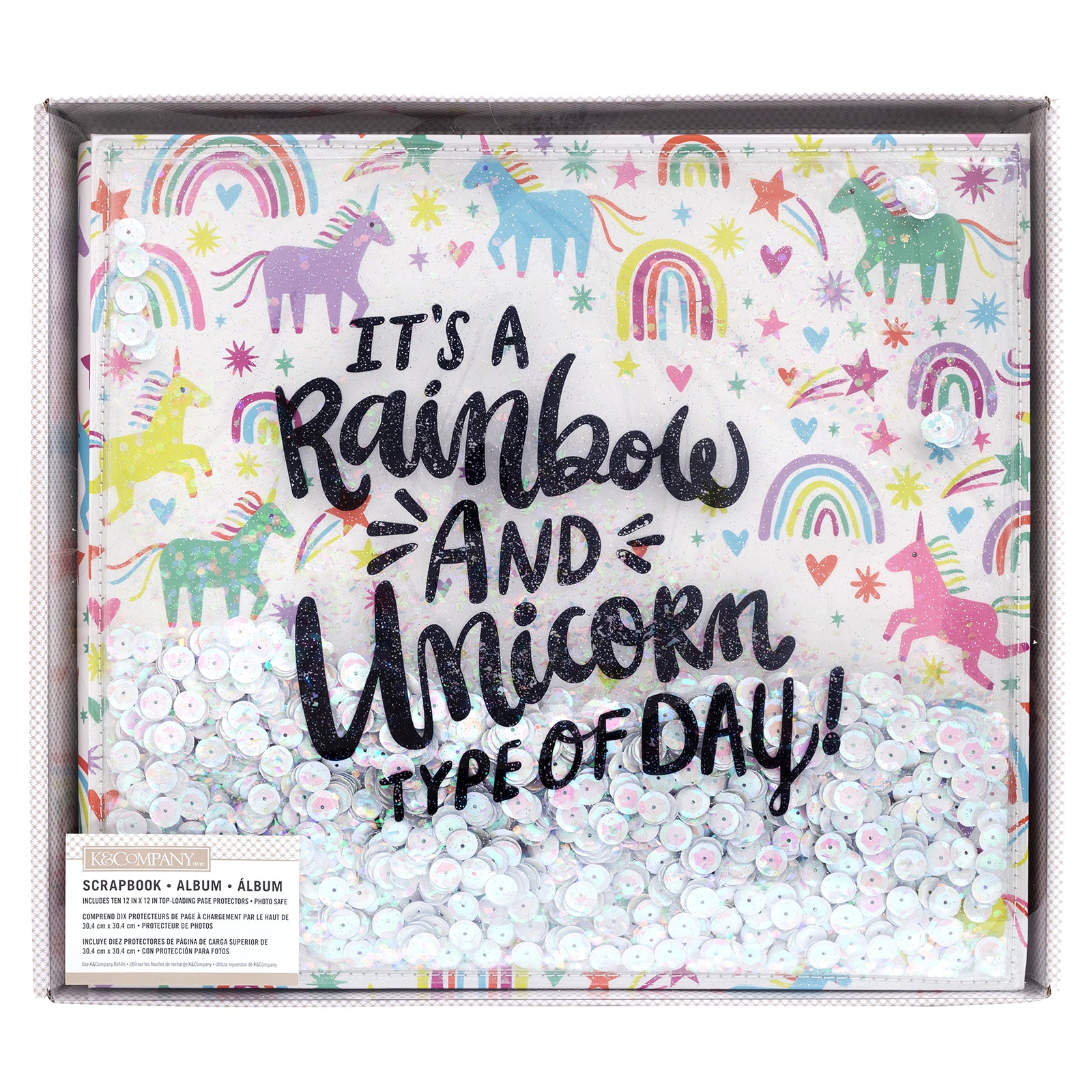 6F497F50-2EC5-4AD6-8AC5-1CB977649822.jpg K&Company RAINBOWS UNICORNS CONFETTI 12"X12" Scrapbook Album - Image 1
