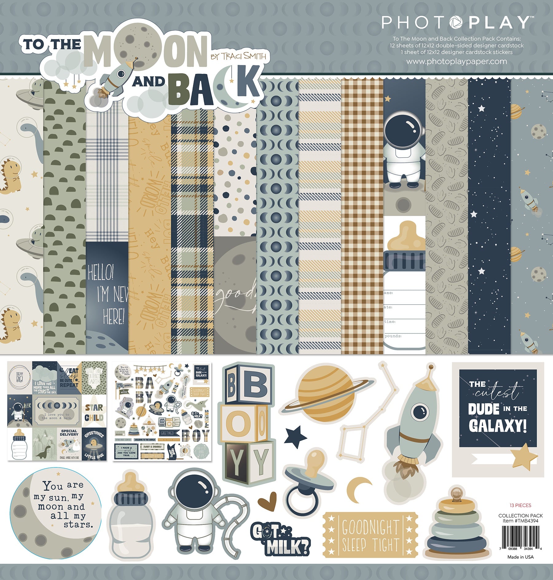 700592PK.jpg Photoplay TO THE MOON AND BACK 12X12 Scrapbook Collection Pack - Image 1