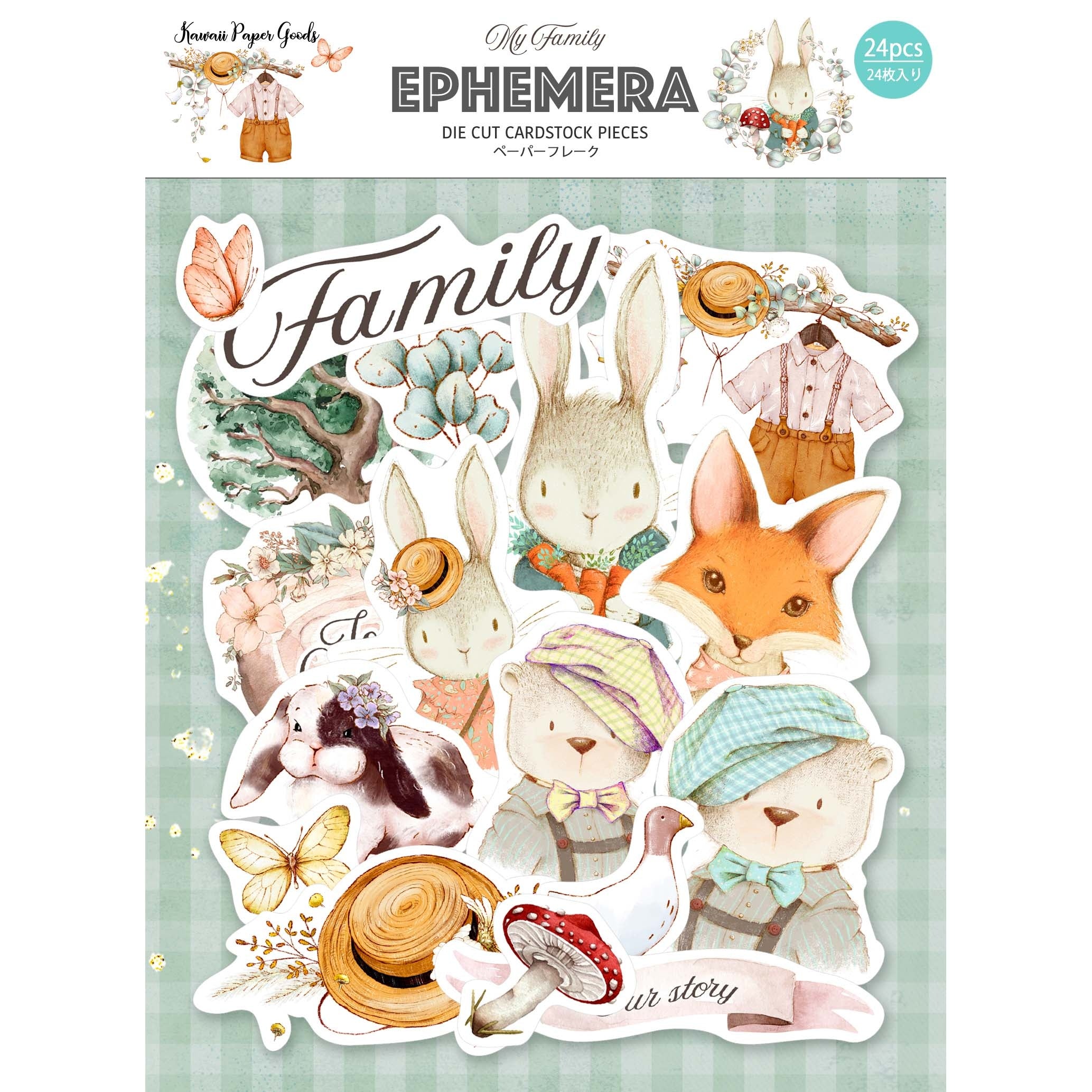 700807PK.jpg Kawaii Paper Goods My Family Ephemera DieCuts 24pc - Image 1