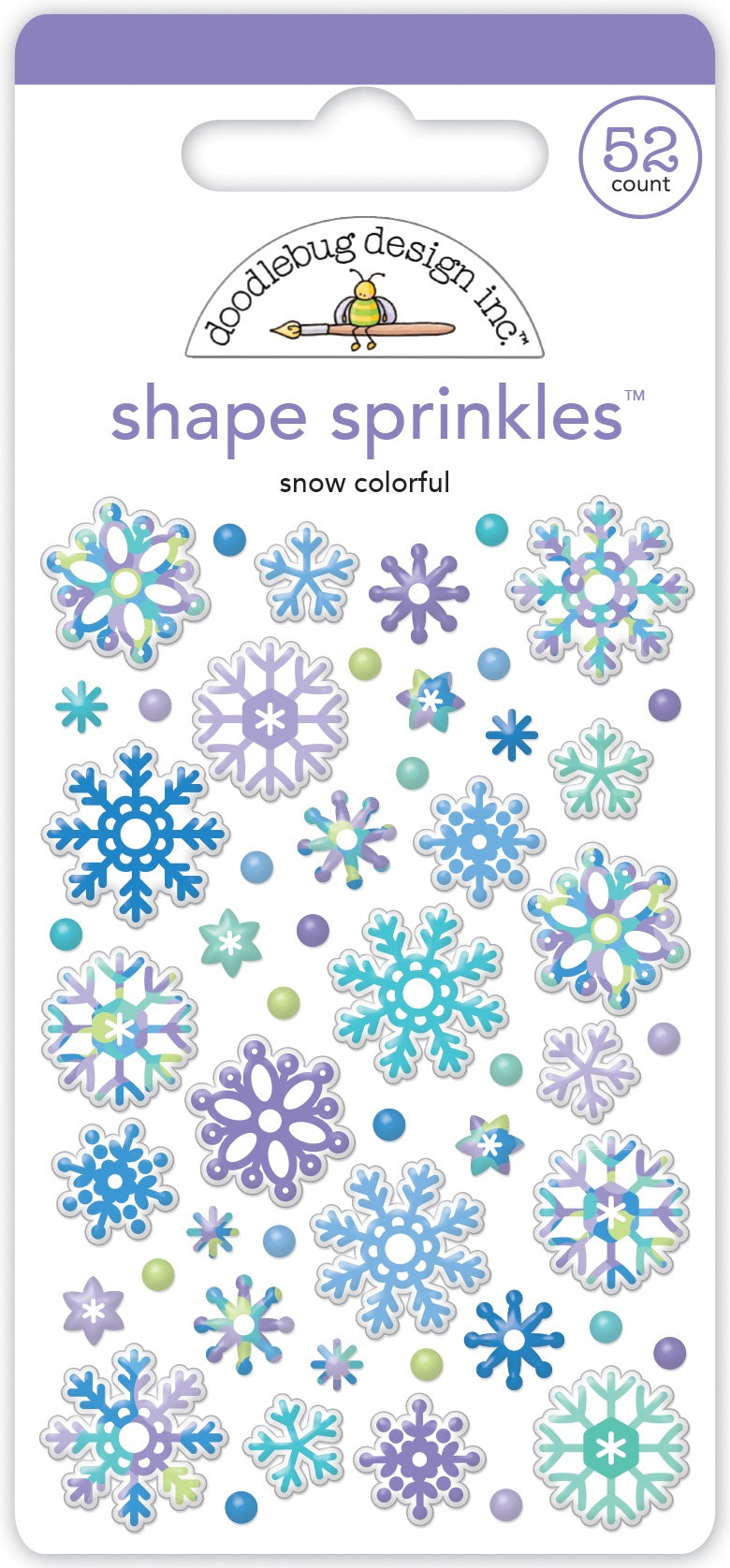 701965PK.jpg Doodlebug SNOW COLORFUL Shape Sprinkles 52pc - Image 1