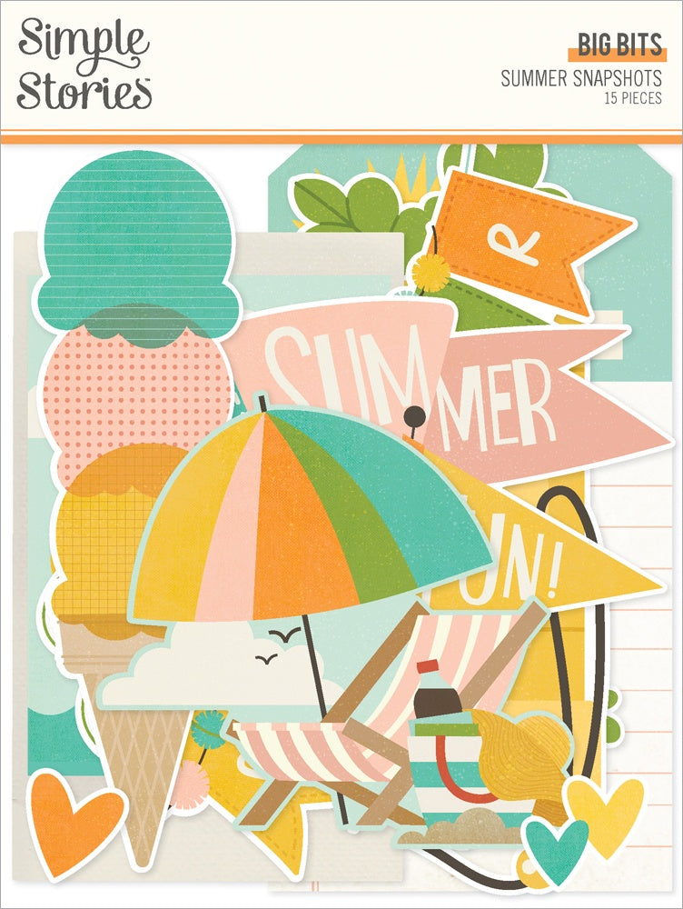 702683PK.jpg Simple Stories SUMMER SNAPSHOTS Big Bits DieCuts 15pc - Image 1